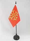 Acabados : AZ FLAG Bandera de Mesa de MEDIODÍA-Pirineos - OCCITANIA 15x10cm - BANDERINA de DESPACHO DE Midi-PYRÉNÉES - OCCITANIE - Francia 10 x 15 cm