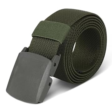 AiQInu Cinture da Uomo Elastica, 125 cm Nylon Cintura Tattica con Fibbia Plastica, Regolabile Cintura Uomo Senza Buchi, Veloce Attraverso il Controllo di Sicurezza Dell'Aeroporto