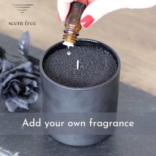 Foton Pearled Candle Colored 18 Oz - Black Unscented Non Toxic Luxury Long Lasting Powder Candles up to 120 Hours - Refillable Candle Sand with 30 Wicks for Candle Making