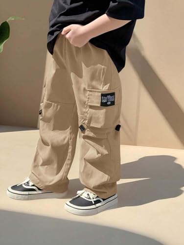 Image of Lymio Junior's Boys Cargo Pants | Stylish Cotton Blend Casual Trousers for Kids | Relaxed Fit Junior Boy Cargo Pant | Trendy Kids Streetwear Joggers with Multi-Pockets
