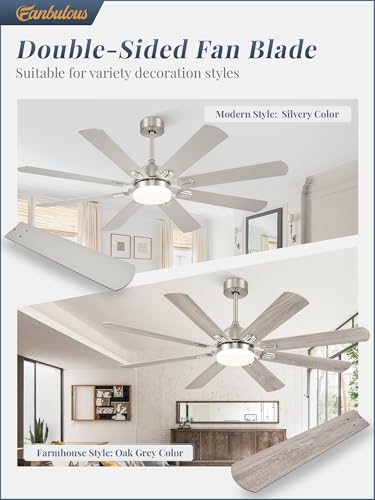 Image of Fanbulous 62 Inch Outdoor Ceiling Fans with Lights,Nickel