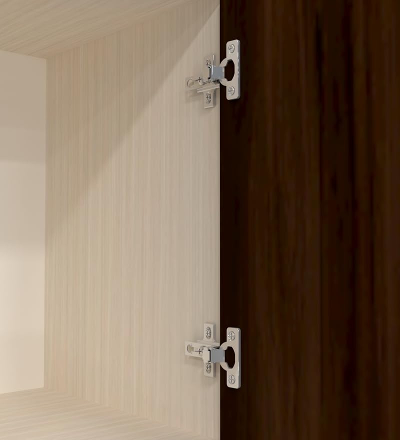 Image of SPECIALITY PANELS 8 Cube Bookshelf with Shutters, White and Brown, 176x73x35 cm, 4 Open and 4 Closed Shelves, Carpenter Assembly Provided