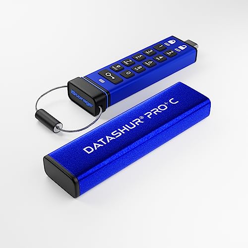 iStorage datAshur PRO+C 128GB | clé USB sécurisée de type C | FIPS 140-3 Niveau 3 Pente | PIN protégé | Adaptateur type C-A inclus.