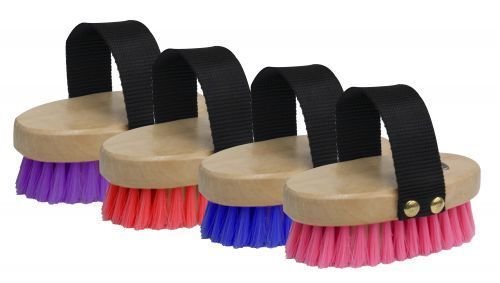 Showman small junior size body brush with pony logo in bristles Soft bristle brush (Red)