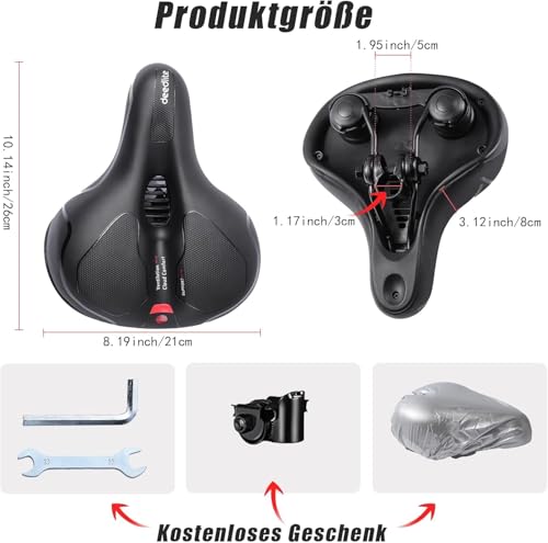 Fahrradsattel Cloud Comfort Pro Max Sattel - Endlich Schmerzfrei Radfahren Bequem Weich Memory Schaum Radsattel Mit Rotem Warnstreifen Cityradsättel Mountainbikesättel mit Federung