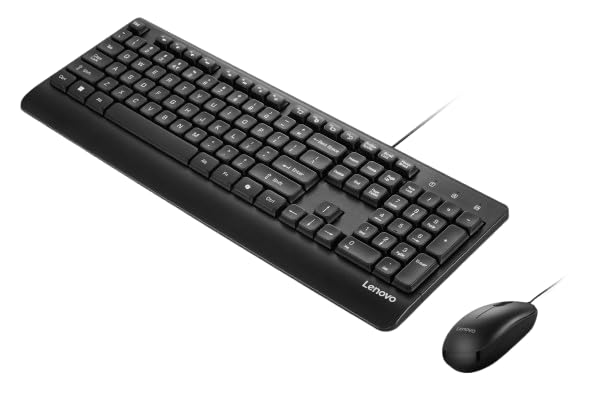 Image of Lenovo USB-A Keyboard & Mouse Wired Combo, Wired Plug-and-Play Set-up, Spill-Resistant and Durable Design, One-Touch Co-Pilot Key, 1600 DPI Mouse, ROHS Compliant, 0.542Kg, 4X31U02452, 1Y Warranty