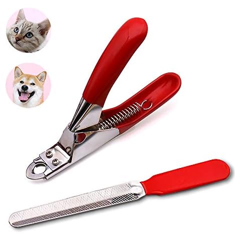 Aeska Dog & Cat Pets Nail Clippers with Protective Guard and Trimmers, Professional Pet Cat Nail Clippers & Claw Trimmer, Safety Guard to Avoid Overcutting, Grooming Tool for Small Animals (Red) Cover