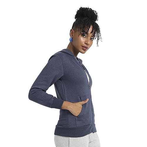 Image of PINACOLADA Women's Zip-Front Hoodie with Angled Open Pockets for Casual Wear | Hooded Neck | Long Sleeve | Zipper Closure | Cotton Sweatshirt Crafted with Comfort Fit for Everyday Wear