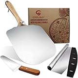 Aluminum Pizza Peel & Pizza Cutter & Pizza Server, with Foldable Wooden Handle, Easy-to-use Pizza...