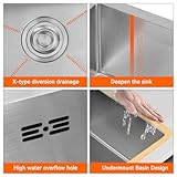 Trintion 540x440mm Stainless Steel Kitchen Sink Set - Single Deep Square Bowl Sink with Drain Basket Soap Dispenser and Overflow for Undermount or Inset Installation - Image 6