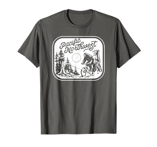 Pacific Northwest Bigfoot Mountain Biking Sasquatch MTB Maglietta
