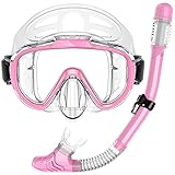 Zipoute Snorkel Snorkel Set, Dry Top Snorkeling Gear for Adults, Panoramic Anti-Leak and Anti-Fog Tempered Glass Lens, Adults Adjustable Snorkeling Set, Scuba Diving Swimming Training Snorkel Kit