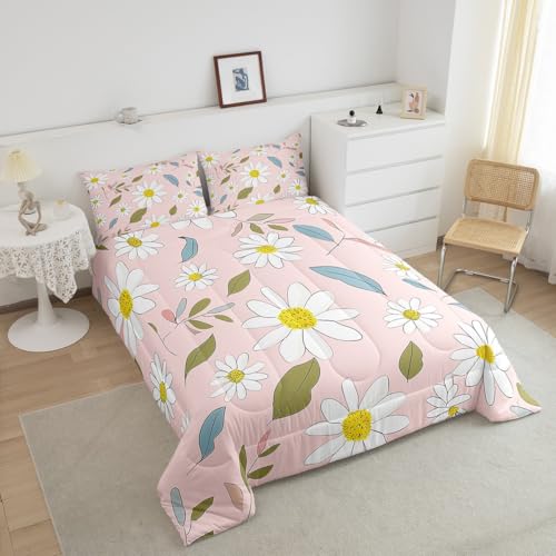 Couette marguerites blanches lit enfant imprimé botanique durable - 8