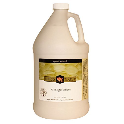 Organic Naturals Massage Lotion By Lotus Touch - 100% Certified Organic Flax Seed, Jojoba, & Olive Oil With Shea Butter - Nourishes Skin Leaving It Silky Smooth - High Glide & Low Friction - 1 Gallon #TOP5