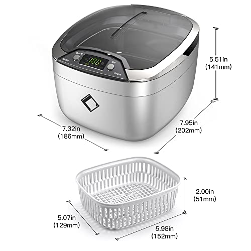Life Basis Ultrasonic Cleaner Household Ultrasonic Jewelry Cleaner 850Ml (28 Ounces) With 5 Digital Timer Lcd Screen Ultrasonic Cleaning Machine For Cd Dvd Watch Jewelry Glasses Makeup Brush #TOP6