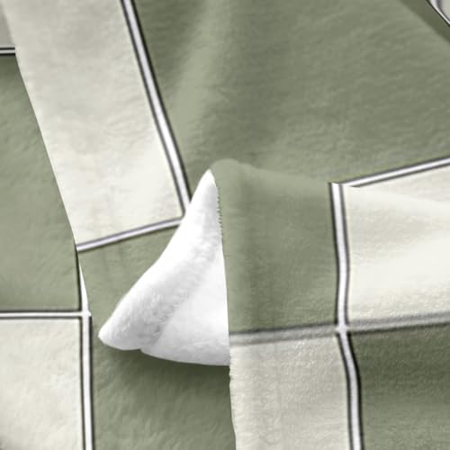 Image of Erosebridal Sage Green Checkered Flannel Blanket Plaid Initial C Fuzzy Plush Throw Personalized Monogram Fleece Blanket for Kids Boys Girls,Fashion Grids Gingham Decor for Bed Couch Queen 90 inchx90 inch