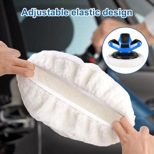 4 Stück Lammwoll Polierhauben Passend für 220 mm-250 mm Poliermaschinen für Einhell Akku-Autopoliermaschine Ce-Cb 18/254 Li&Cc-Po 90, Passend für Autolack, Metallpolieren und Holzoberflächenbehandlung