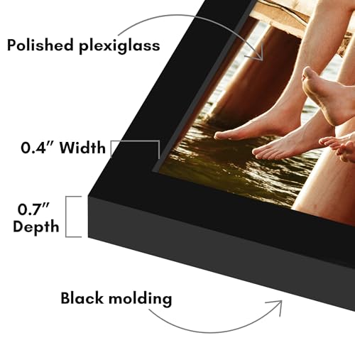 Image of Americanflat 13x13 Picture Frame with Polished Plexiglass - Streamline Collection - Thin Border Square Frame for Wall Display - Hanging Hardware Included - Black