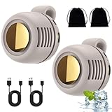 Portable Silent Mini Bladeless Electric Fan,2025 New Adjustable 3-Speed Suspended Waist Fans,Clip On Fan For Shirt,Fan Rechargeable Suitable For Outdoor Sport, (White-2pcs, Same size)
