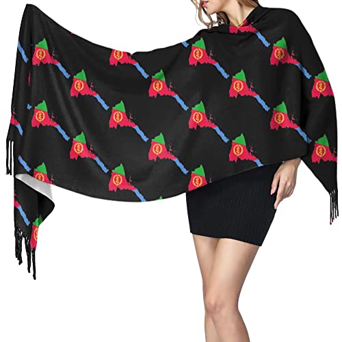eritrean flag map Womens Winter Scarf Cashmere Feel Shawl Wrap Soft Warm Blanket Scarves Fringe Scarf