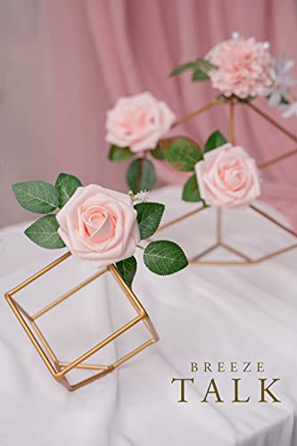 Breeze Talk Artificial Flowers Blush Roses 25Pcs Realistic Fake Roses W/Stem For Diy Wedding Bouquets Centerpieces Arrangements Party Baby Shower Home Decorations #TOP1