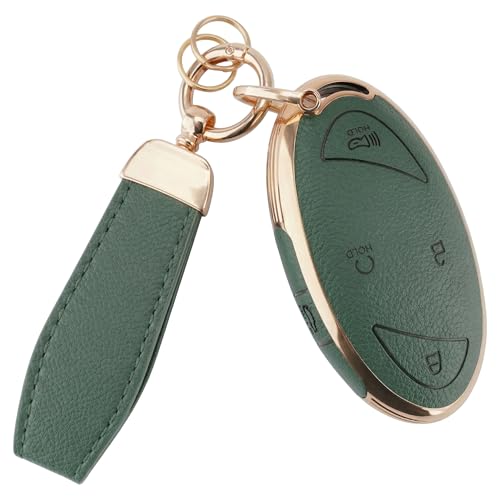 for Hyundai 5 Buttons Key Fob Cover with Leather Keychain Soft TPU Key Case