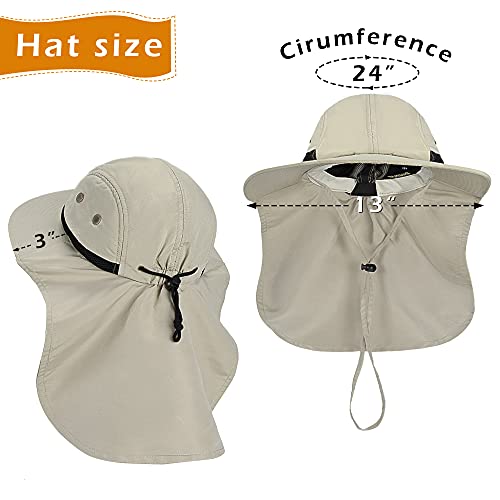 Fishing Hat with Ear Neck Flap Cover Wide Brim Sun Protection Safari Cap for Men Women Hunting, Hiking, Camping, Boating & Outdoor Adventures - Thumbnail 5