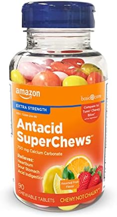 Amazon Basic Care Extra Strength Antacid SuperChews Assorted Fruit 90ct (Previously SoundHealth)