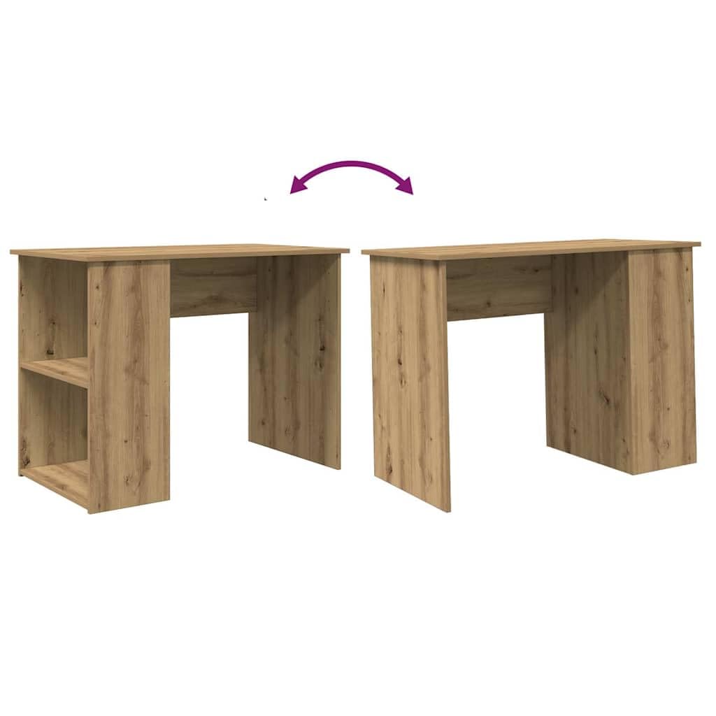 Biurko z drewna dębowego Artisan 100 x 55 x 75 cm z miejscem do przechowywania i szufladą, ergonomiczne biurko komputerowe do biura, biura domowego i gabinetu, zajmuje mało miejsca i jest