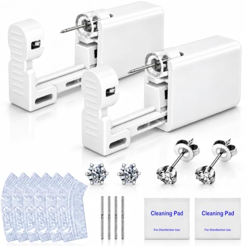 Anzero Ear Piercing Kit, Disposable Ear Piercing Gun with 4MM CZ Studs