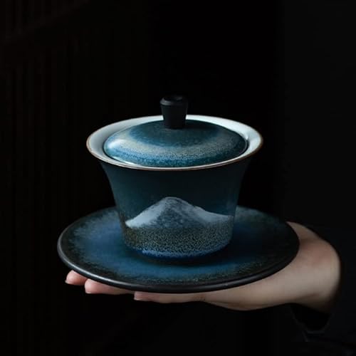 VIXDA Sopera de Porcelana Montaña Pintada a Mano Gaiwan de Cerámica 140ml