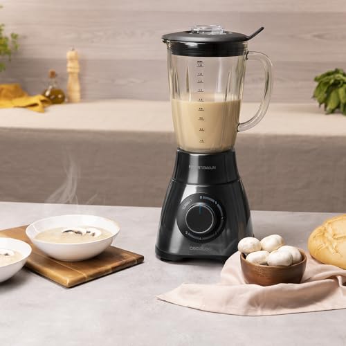 Batidora de vaso Power Black Titanium 2500MAX con motor de alta potencia de 2500W PerfectMix 5