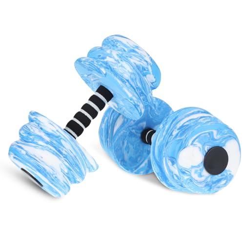 Mancuernas de ejercicio acuático en azul y blanco de espuma para entrenamientos en piscina