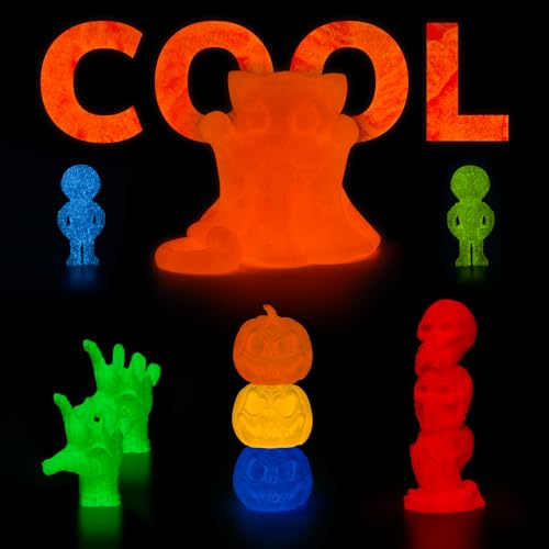 Image of AMOLEN 3D PLA Printer Filament, 1.75mm Glow in The Dark Orange PLA Filament for 3D Printing, Best with UV Lamps, 1kg Spool (2.2lbs), Dimensional Accuracy + /- 0.02 mm, Fit Most FDM 3D Printers