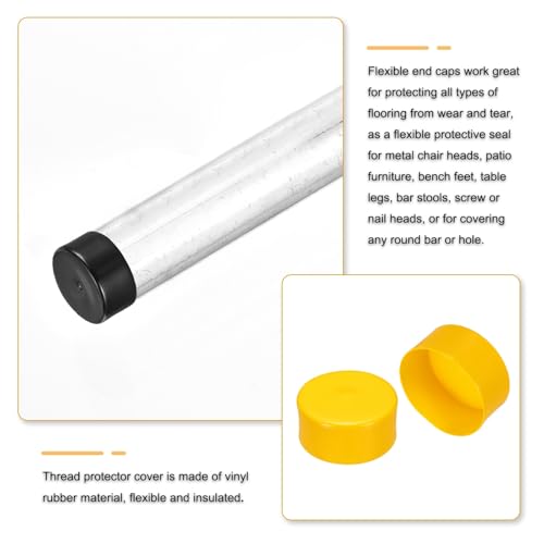 Image of uxcell 2pcs Rubber End Caps 120mm(4.7 Inch) ID Vinyl Round Tube Bolt Cap Cover Screw Thread Protectors Yellow, 50mm Height