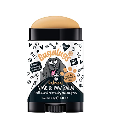 BUGALUGS Dog Paw Pad Balm & Dog Nose Balm 40 g (1.41oz) - Moisturizing Dog Paw Balm That Creates an Invisible Barrier That Protects and Heals Dry Cracked Paws - All-Natural Dog Paw Balm with Oatmeal