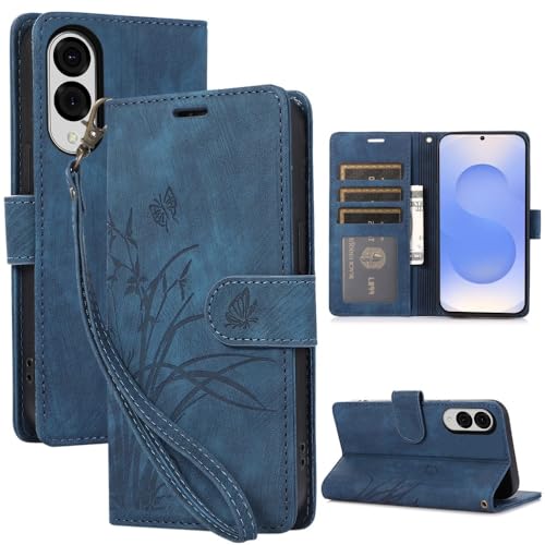 Étui portefeuille Samsung S20 bleu en cuir magnétique à flip avec motif