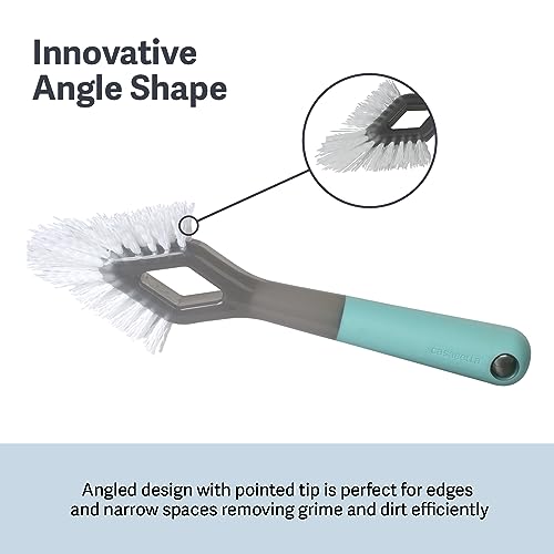 Image of Casabella Smart Scrub Heavy-Duty Tile and Grout Brush for Tile Joints, Grout Cleaner Brush with Nonslip Handle, Gray /Aqua (Pack of 6)