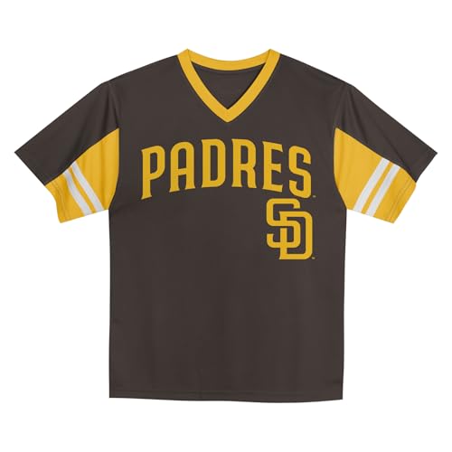 MLB Toddler 2T-4T Officially Licensed Team Color Primary Logo Baseball Fashion Top V-Neck Jersey - San Diego Padres Brown - 3T