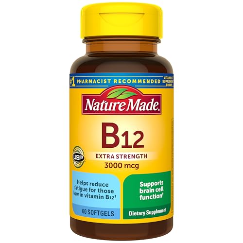 Nature Made Extra Strength Vitamin B12 3000 mcg, Dietary Supplement for Energy Metabolism Support, 60 Softgels, 60 Day Supply