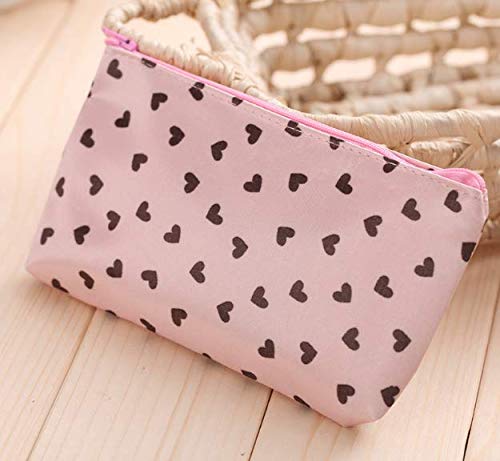 Happydaily Pack Of 7 Fashion Design Muliti-Functional Bag Using As Makeup Bag Or Cosmetic Pouch Or Travel Toiletry Or Carrying Purse (Heart(Pink/Hotpink/Red/Black)+Polka Dot(Hotpink/Red)+Leopard) #TOP3