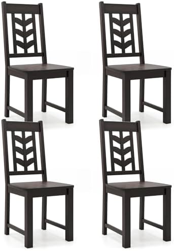 GOFLAME Wood Dining Chairs Set of 4, Modern Kitchen Side Chairs w...