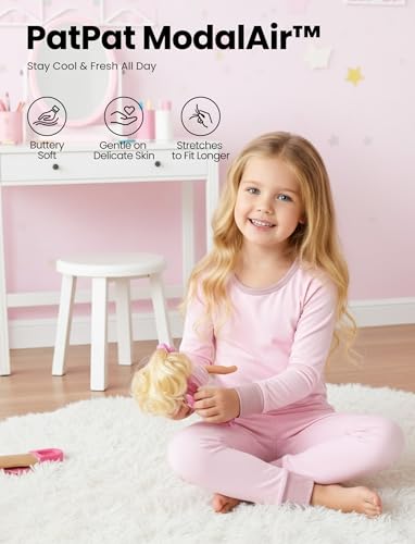 PATPAT Tencel Rayon Baby Pajama Sets, Snug Fit & Cool-Touch Pjs for Baby Girl Boy Toddler Kid, Ultra-Soft Sleeper Sleepwear,Pink,2T