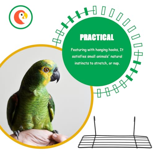 Image of Balacoo 2 Pcs Iron Bird Perch Stand for Parrots: Black Metal Grid Birdcage Rack, Bird Perch for Parakeets, Cockatiels, Lovebirds - 9.84 X 5.90 X 5.51 Inch