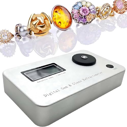 WHYYDSS Réfractomètre Portable pour Pierres précieuses, avec écran LCD, Batterie 700 mAh, Indice de réfraction 1,300-3,000, précision de Mesure 0,001, Compatible avec diverses Pierres précieuses.