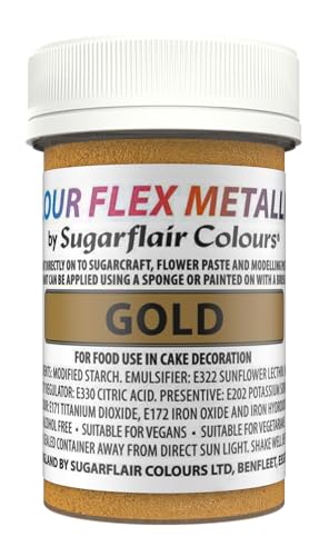 Colour Flex Gold Edible Paint - Metallic Gold Edible Paint for Cake Decorating - Ready To Use, Suitable For Sugar Paste, Marzipan, Modelling Pastes and more - 25ml