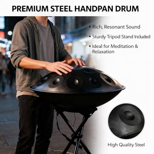 Handpan Drum D Minor para yoga y meditación 440Hz 10 notas azul miniatura 4