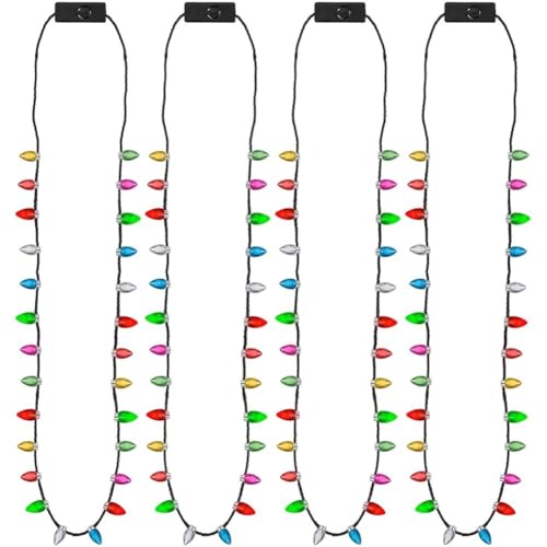 Accesorios Para Collares Navideños, 4 Collares Navideños Iluminados, Collares Con Bombillas Navideñas Brillantes Para Niños Y Niñas, Luces De Colores Para Fiestas Navideñas, Adornos Navideños Feos.
