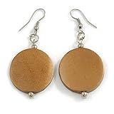 Matériau : bois Boucles d\'oreilles pendantes en forme de pièce de monnaie en bronze doré - 55 mm - L, Bois