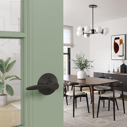 Image of Schlage F170 DEL 716 RH Right Handed Delfayo Door Lever with Standard Trim, One-Sided Non-Turning Dummy Handle, Aged Bronze